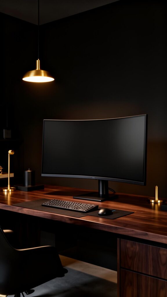Luxury executive home office at dusk